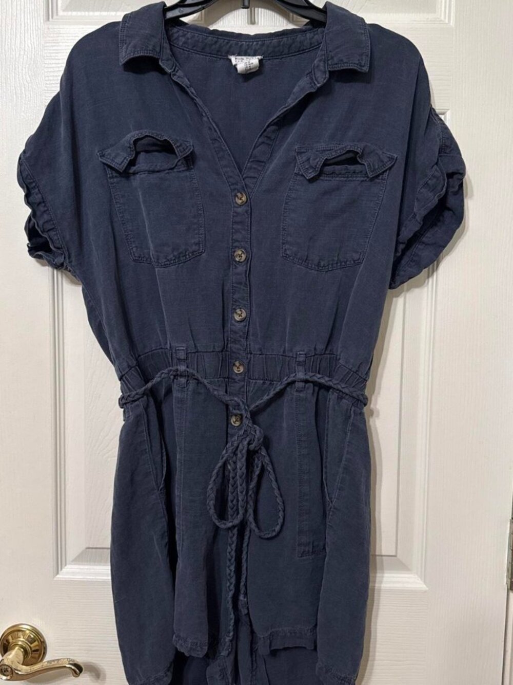 Nicole Miller navy blue romper with adjustable waist #jumpsuit #formal
